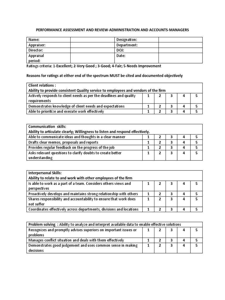 Performance Assessment Guidelines | PDF | Performance Appraisal ...