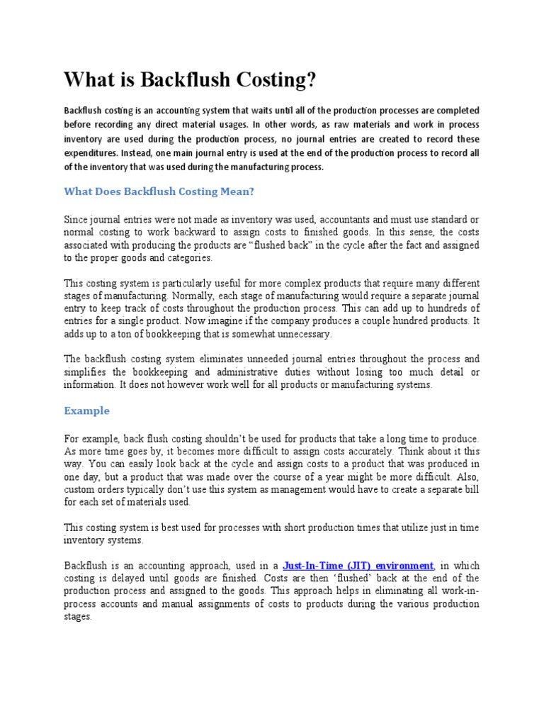 What Does Backflush Costing Mean? | PDF | Economies | Computing