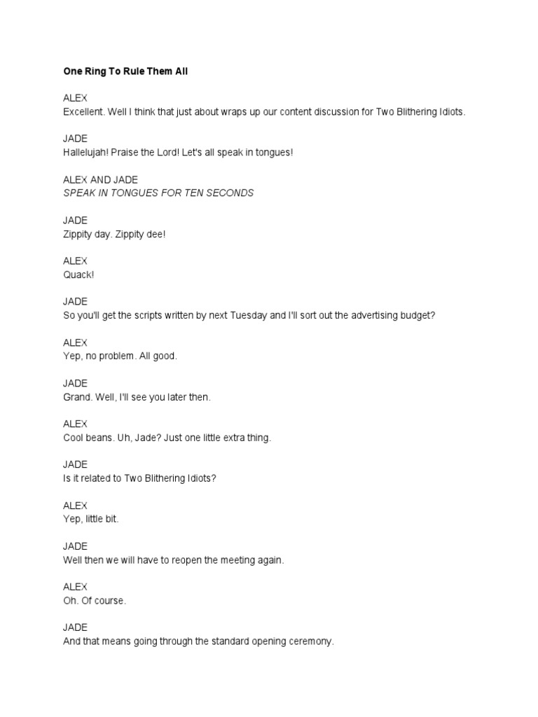 One Ring Script Discussion | PDF