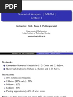 Numerical Analysis: (MA214) : Instructor: Prof. Tony J. Puthenpurakal