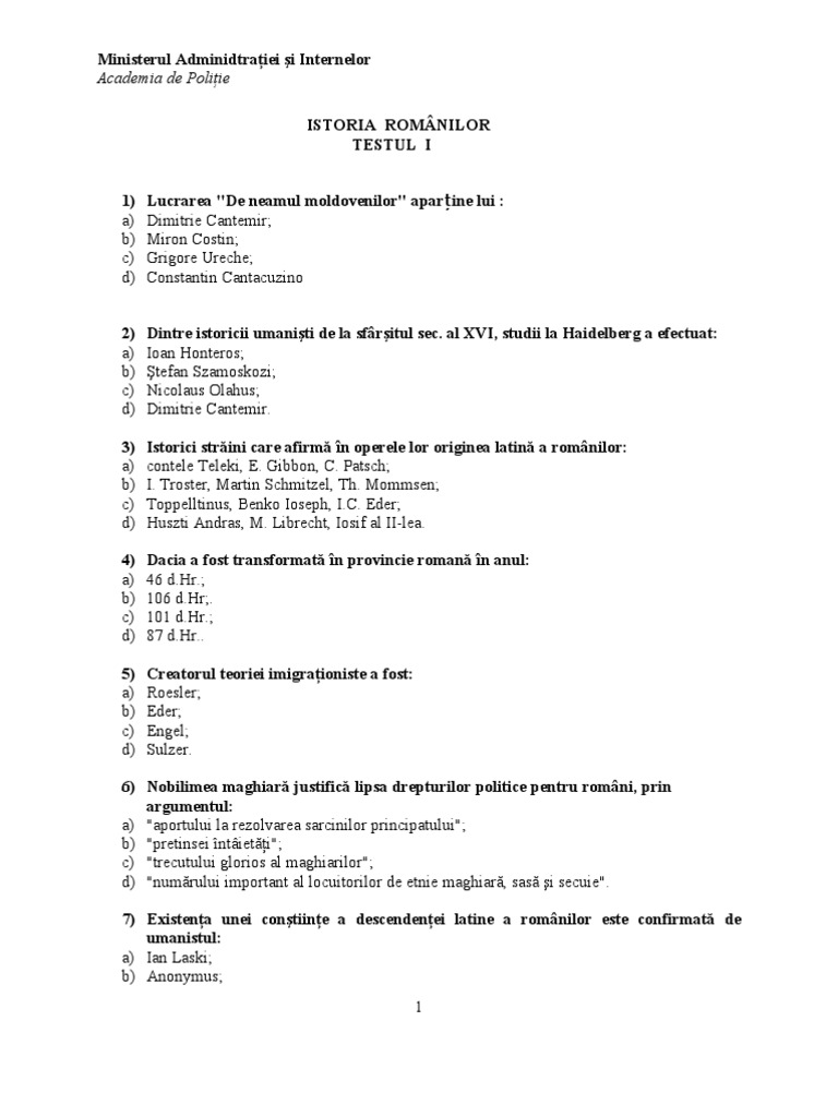 Testul I | PDF