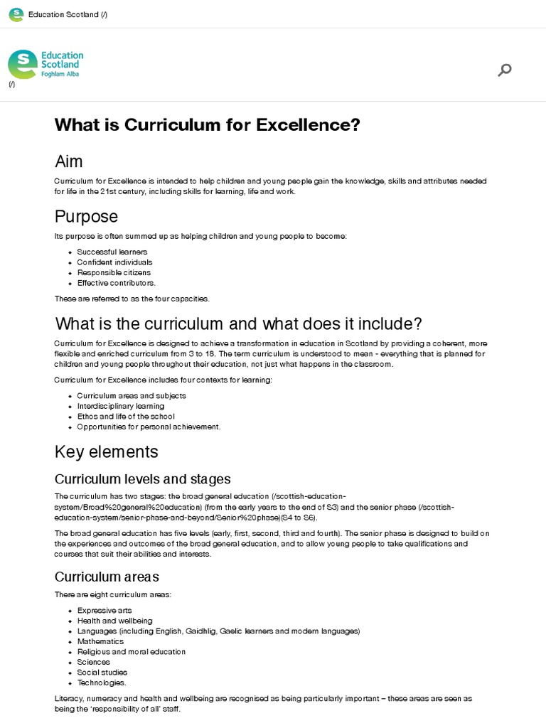 What Is Curriculum For Excellence? PDF PDF Curriculum Education