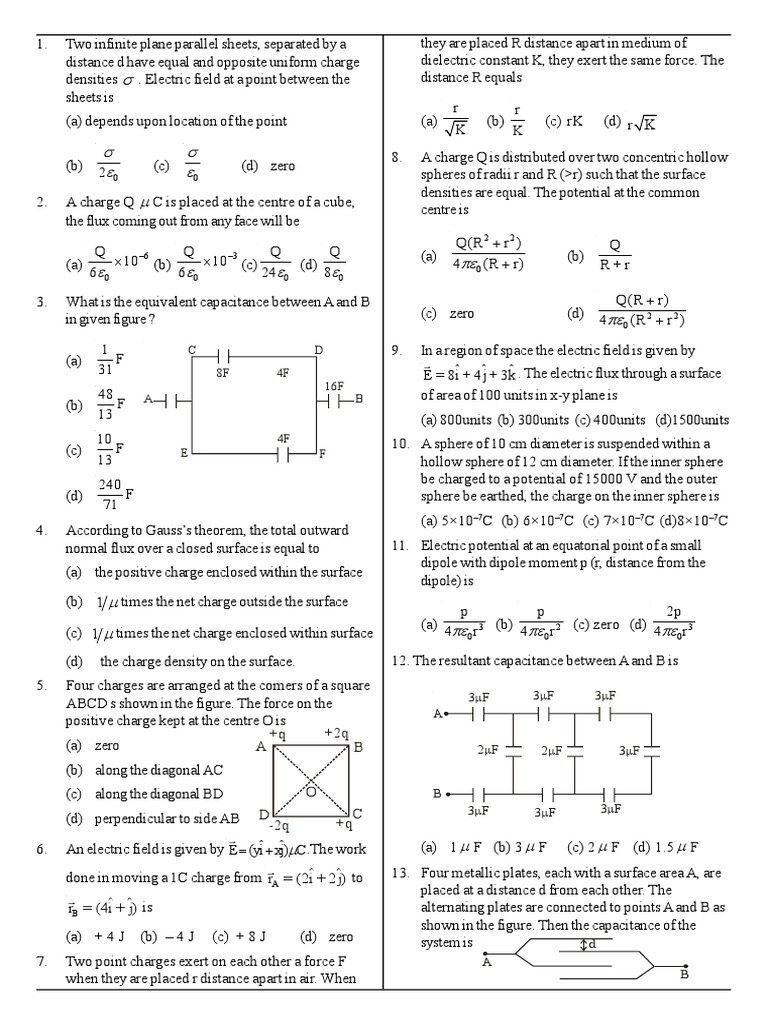 Electric Fields, Flux, and Capacitance Problems | PDF | Dielectric ...