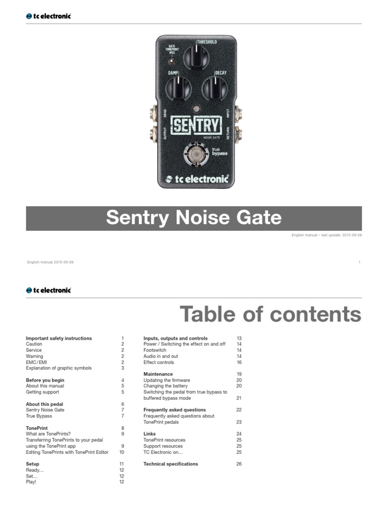 TC Sentry Noise Gate Manual | PDF | Power Supply | Usb