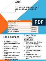 Analysis of Research Report of Quantum Global & HDFC Securities