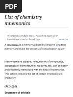 List of Chemistry Mnemonics