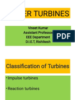 Water Turbines: Vineet Kumar Assistant Professor EEE Department D.I.E.T, Rishikesh