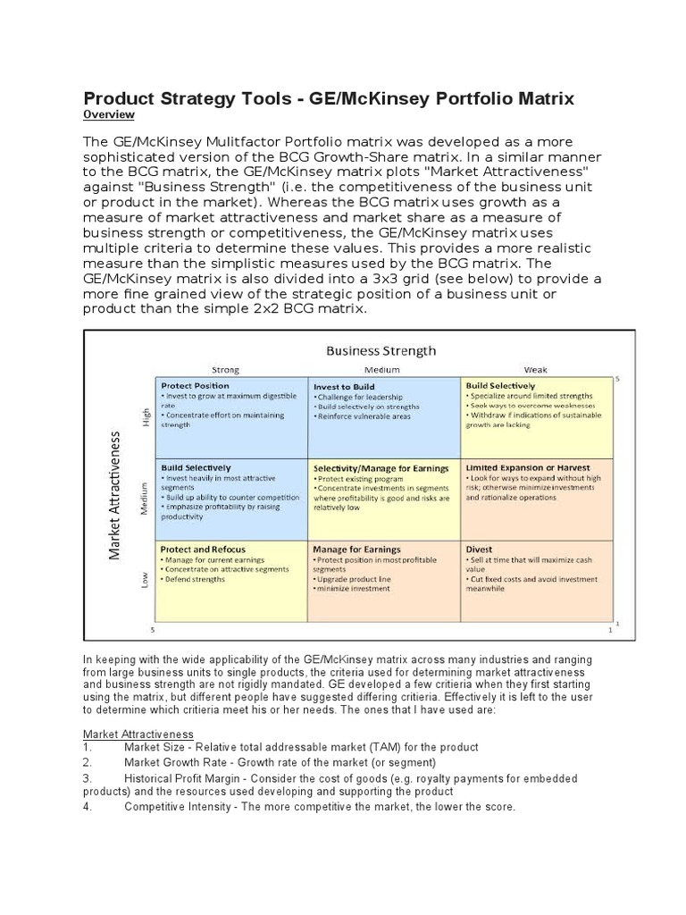 Product Strategy Tools GE Matrix | PDF | Competition | Reputation