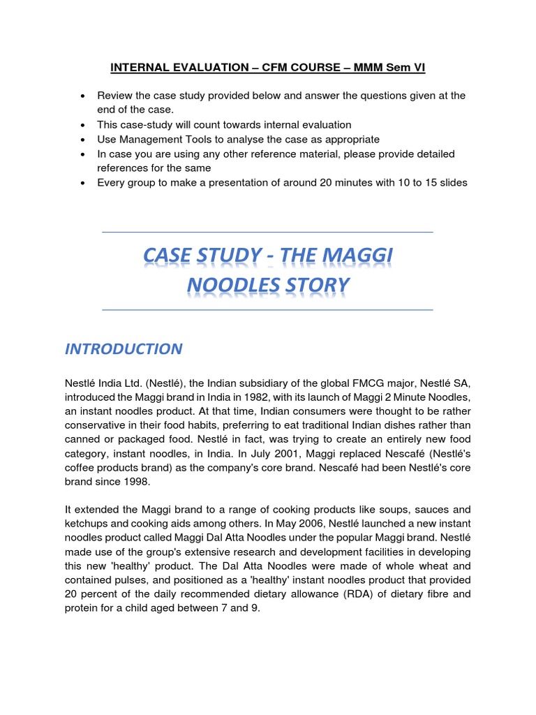 CFM Course: Maggi Case Study | PDF | Nestlé | Business