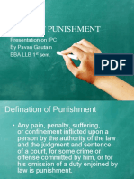 Kinds of Punishment: Presentation On IPC by Pavan Gautam Bba LLB 1 Sem