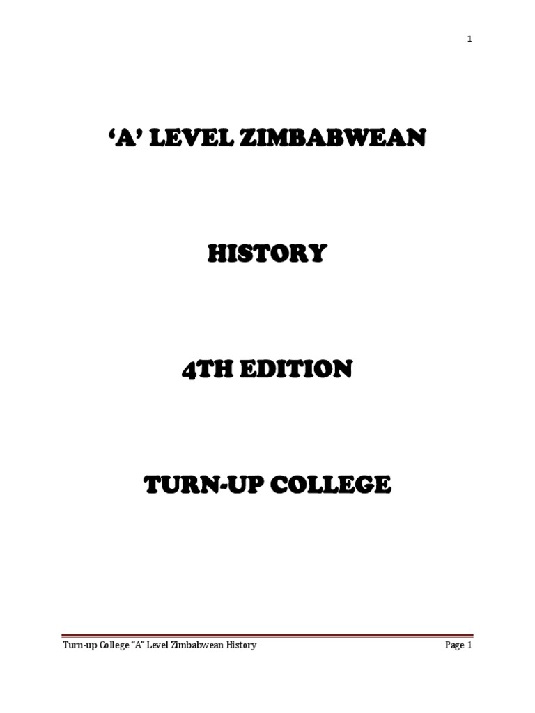 'A' Level Zimbabwean History Turn Up College PDF PDF Rhodesia