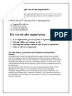 Q.1 What Is The Major Role of Sales Organization?