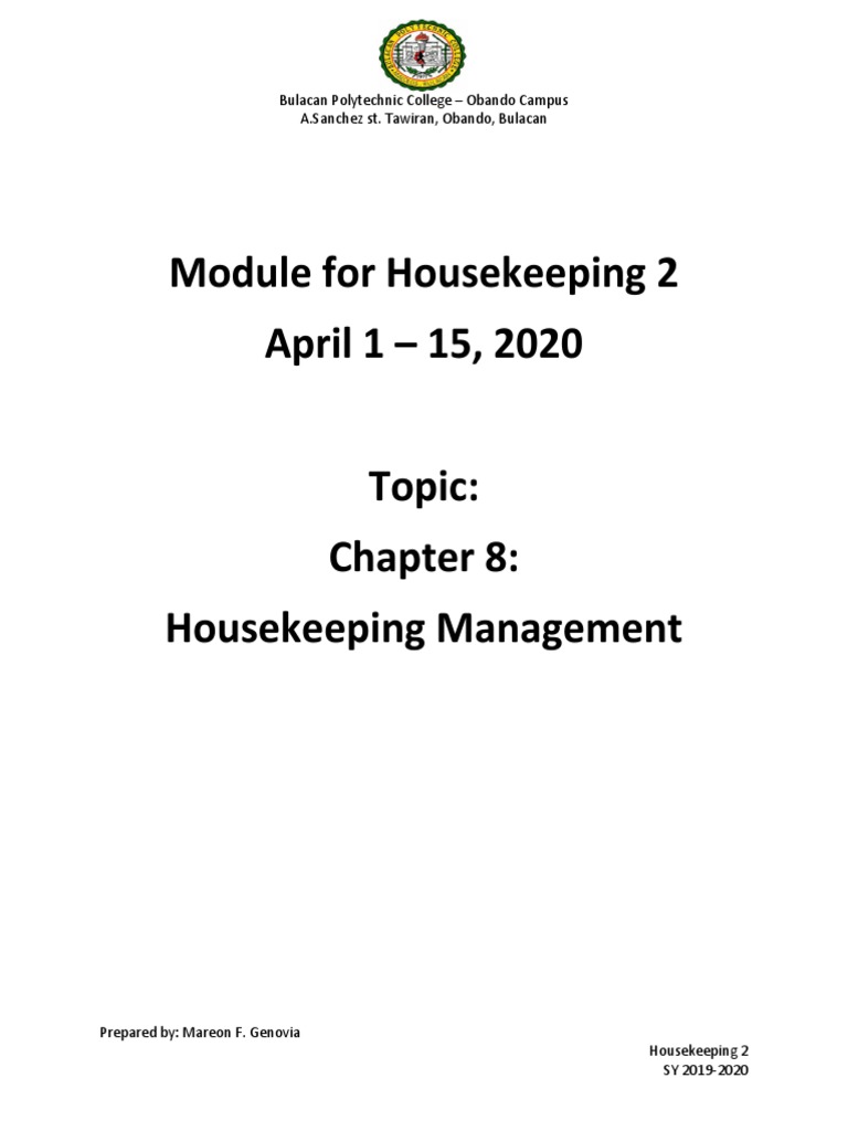 Modules For Housekeeping | PDF | Economies | Business