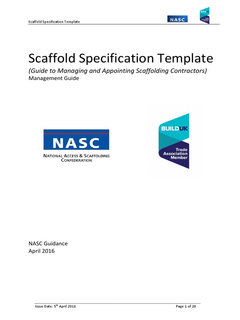 Scaffold Specification Template PDF | PDF | Scaffolding | Specification ...