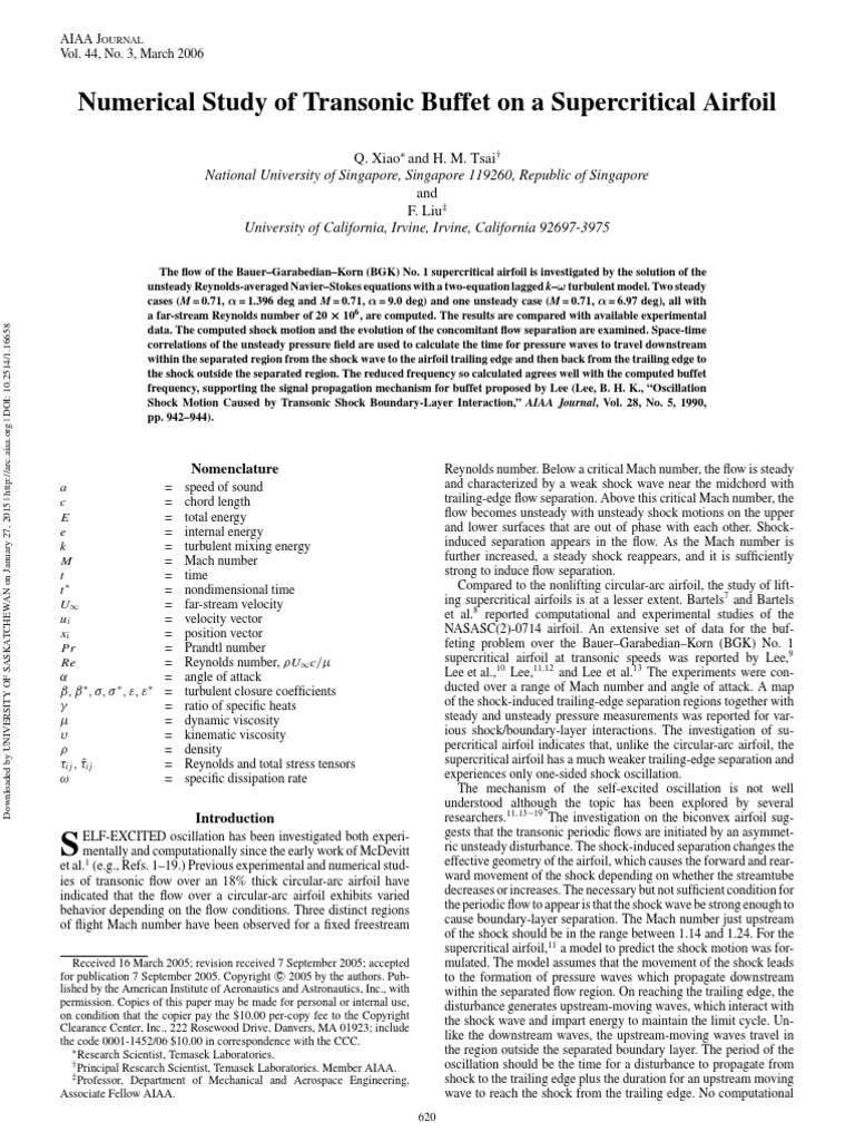 Xiao2006 - Numerical Study of Transonic Buffet On A Supercritical ...