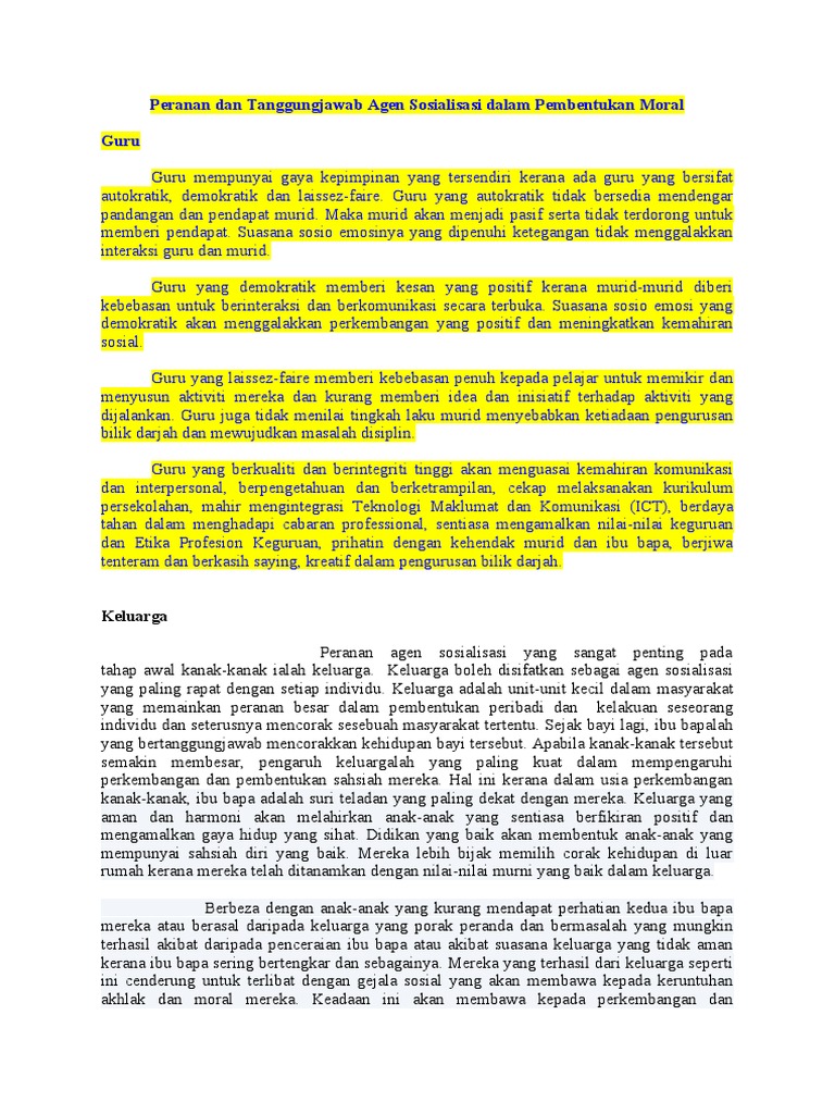 Nota Peranan Agen Sosialisasi Pdf