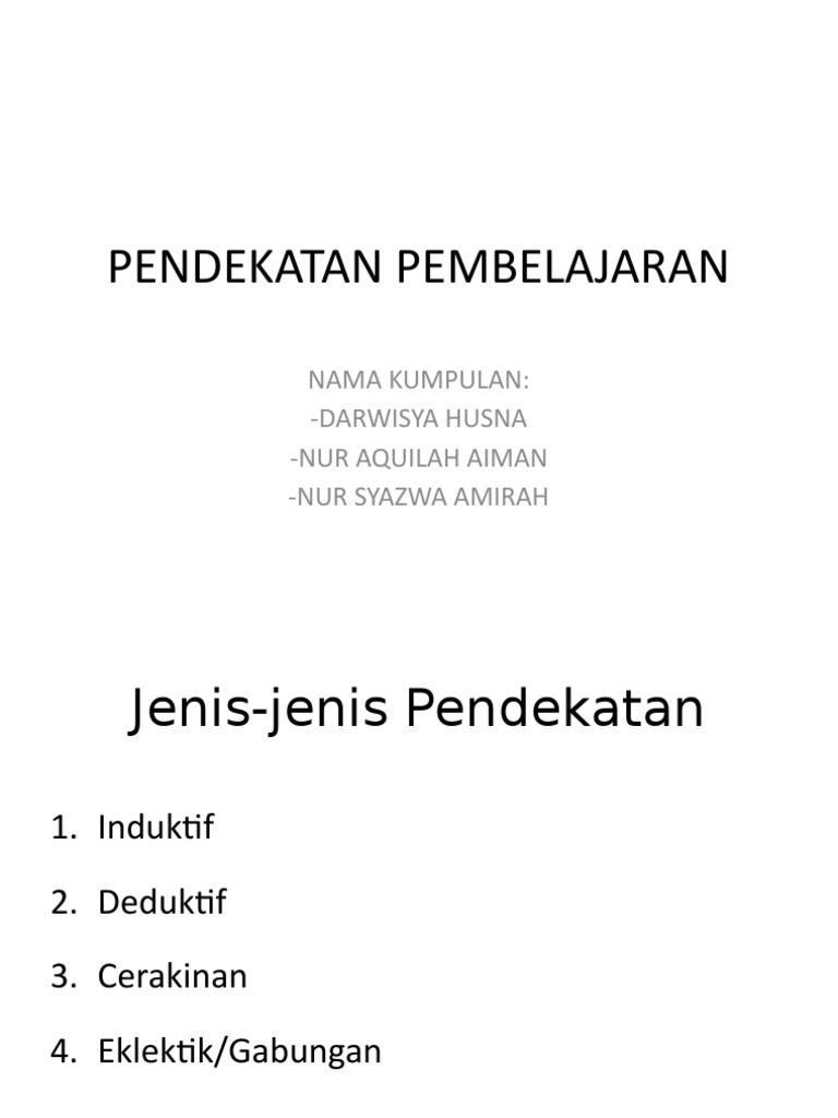 Pendekatan Pembelajaran Pdf