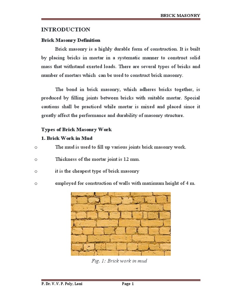 Brick Masonry Definition PDF Masonry Brick