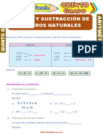 Adición y Sustracción de Números Naturales para Resolver Quinto Grado de Primaria