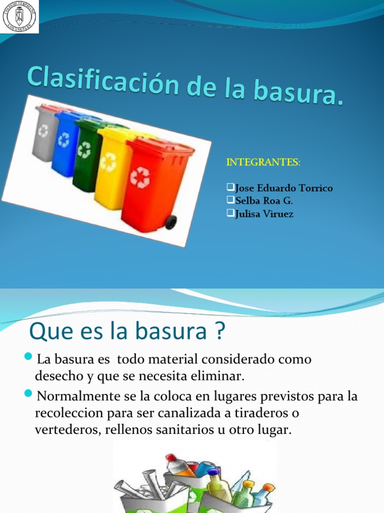 Clasificación de la Basura y su Gestión | PDF | Vertedero | Residuos