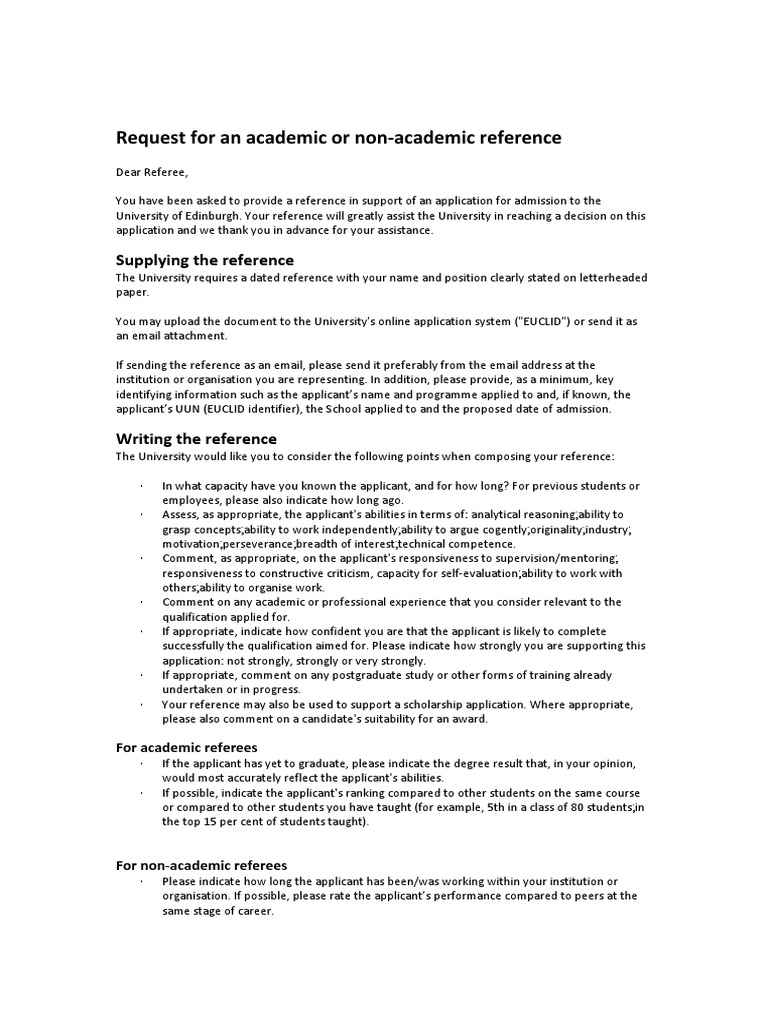 Reference Request Template - 0 PDF | PDF | Postgraduate Education ...