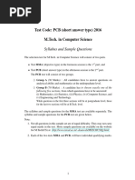 Test Code: PCB (Short Answer Type) 2016 M.Tech. in Computer Science Syllabus and Sample Questions