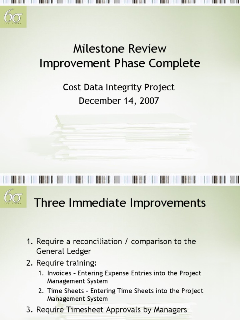 Milestone Review: Cost Data Integrity | PDF | Computing | Business