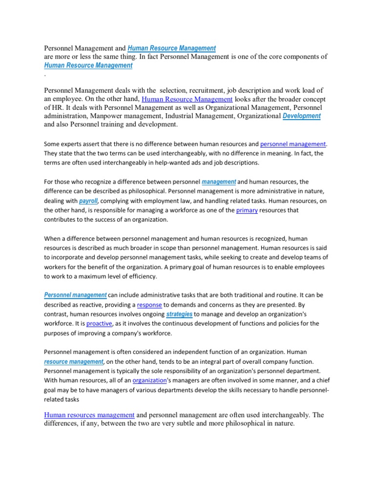 Personnel Management and Human Resource Management | PDF | Human ...