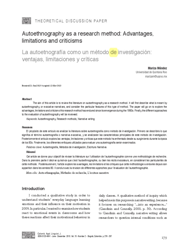 Autoethnography in Research: Pros & Cons | PDF | Justification ...