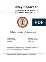 A Survey Report On: Jodhpur Institute of Management