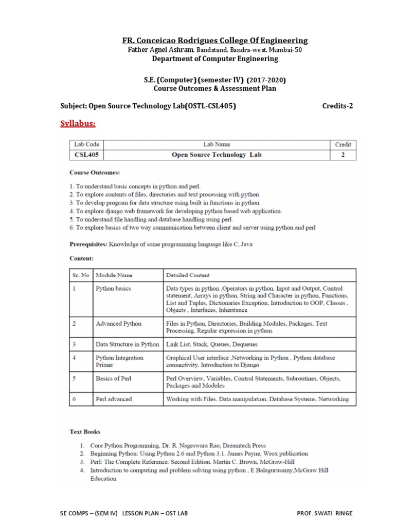 SEM IV Open Source Technology Lab Plan | PDF | Python (Programming ...