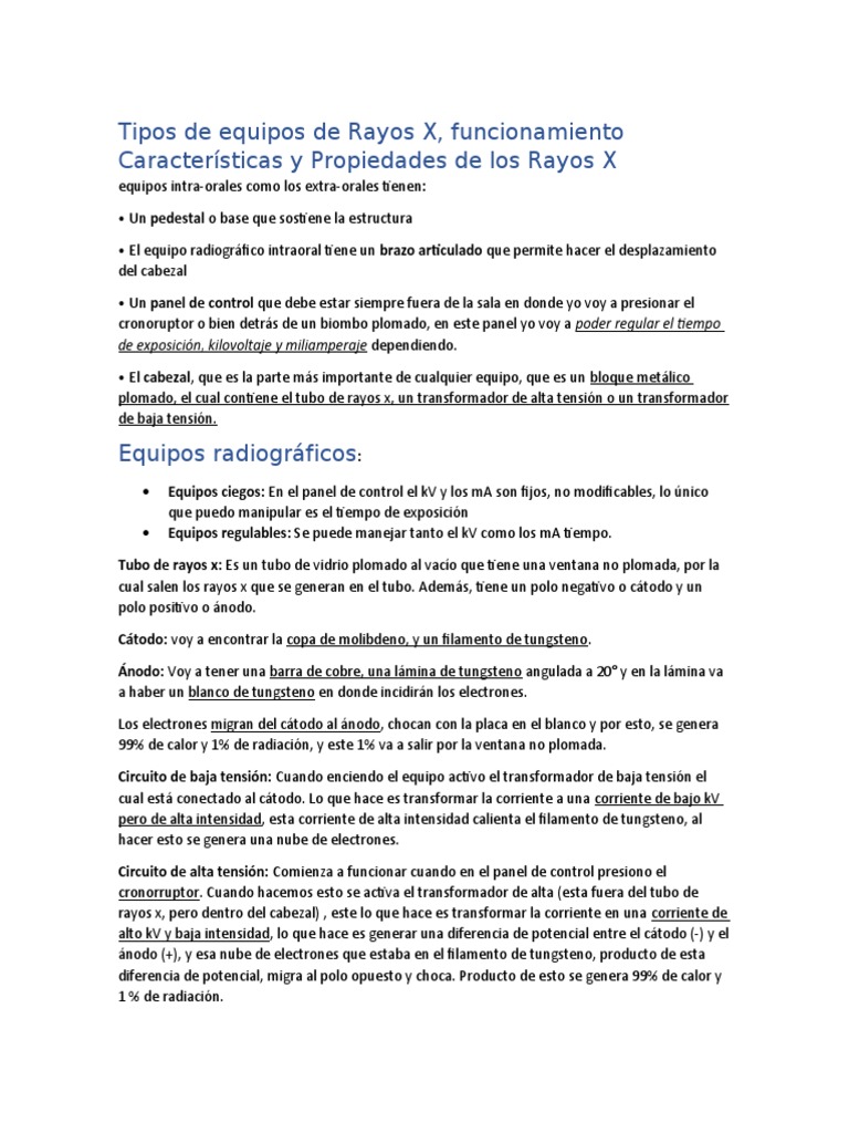 Tipos de Equipos de Rayos X | PDF | Rayo X | Relámpago