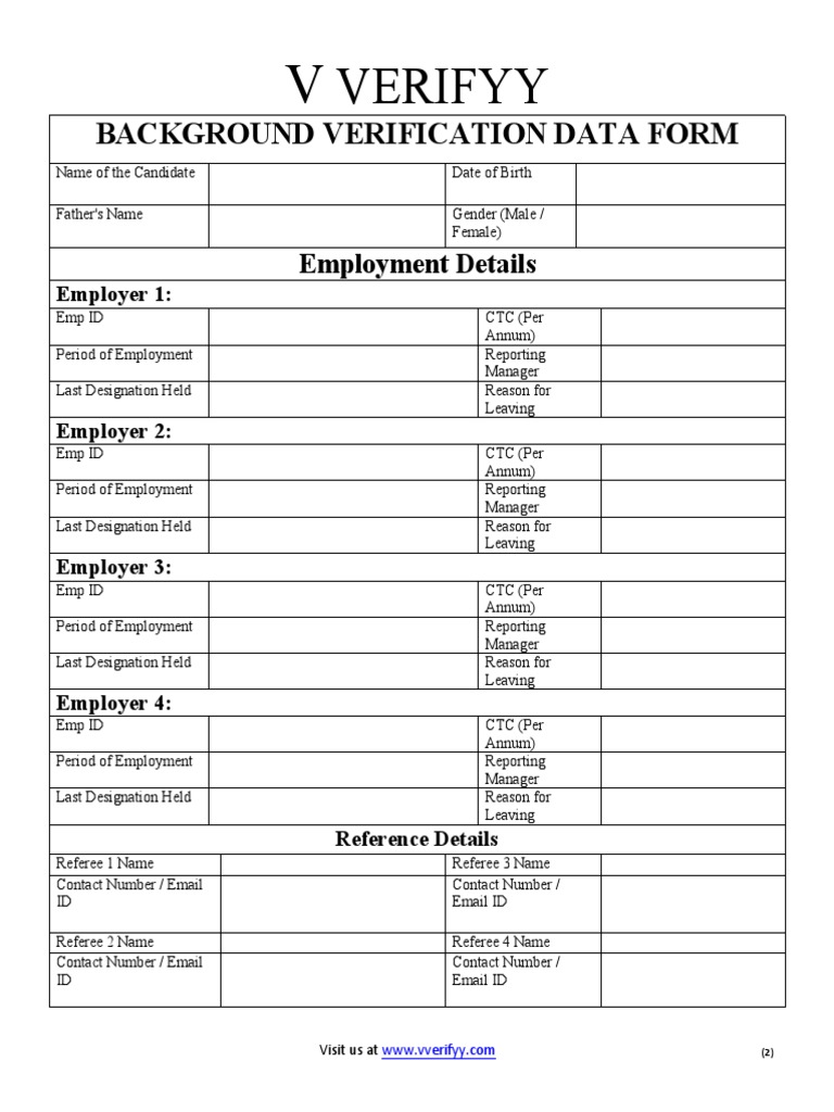 Verifyy: Background Verification Data Form | PDF | Background Check ...