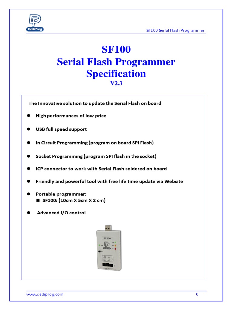 SF100 Serial Flash Programmer Overview | PDF | Flash Memory | Usb
