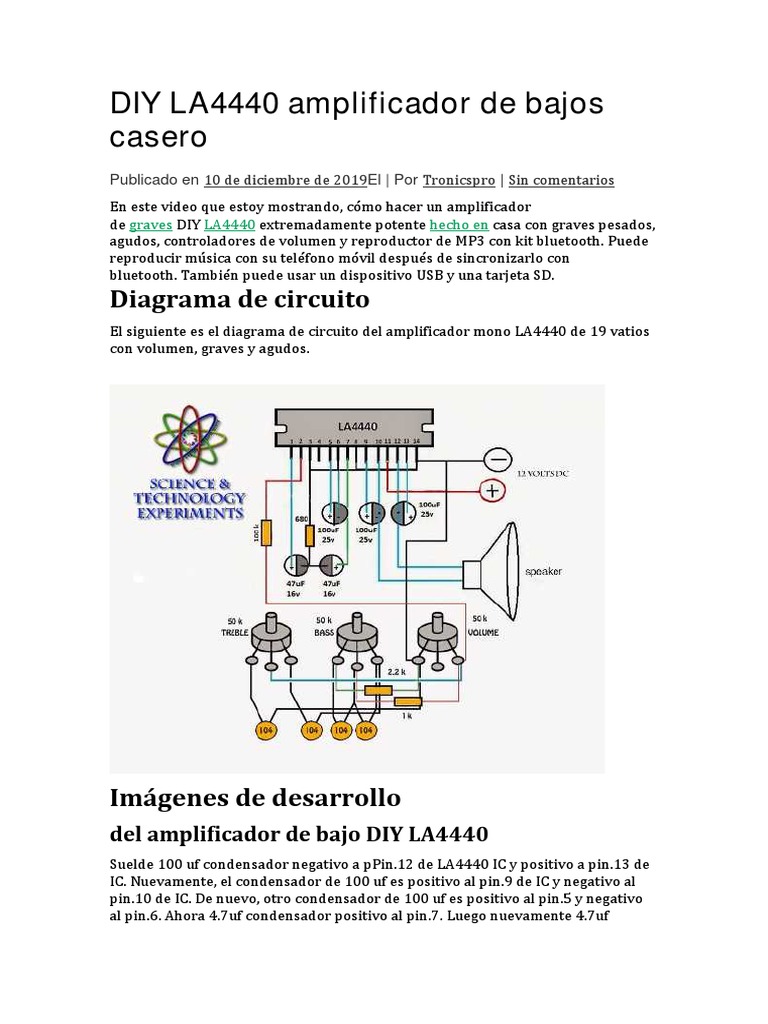 Amplificador Casero LA4440 para Bajos | PDF | Condensador | USB