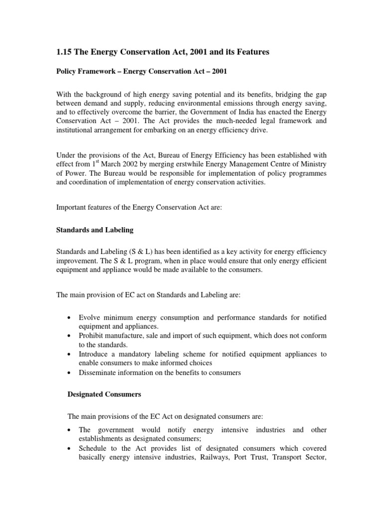 Energy Conservation Act | PDF | Energy Conservation | Efficient Energy Use
