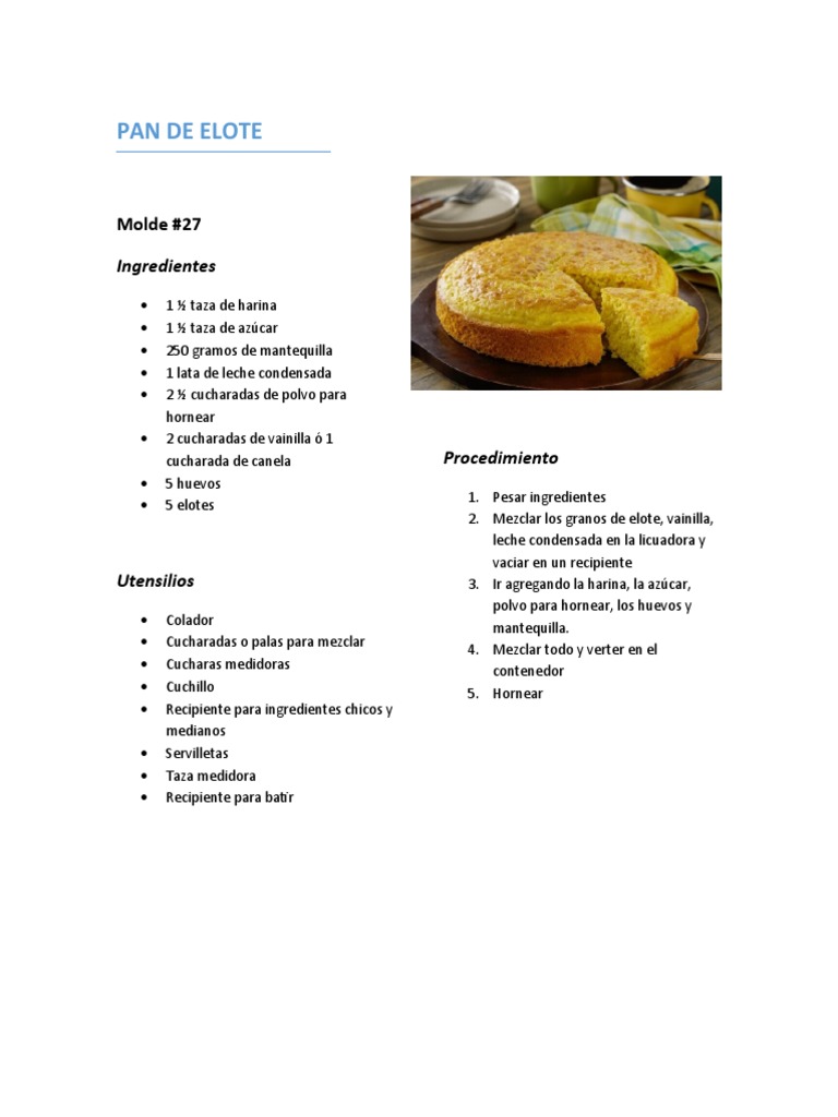 Pan de Elote | PDF