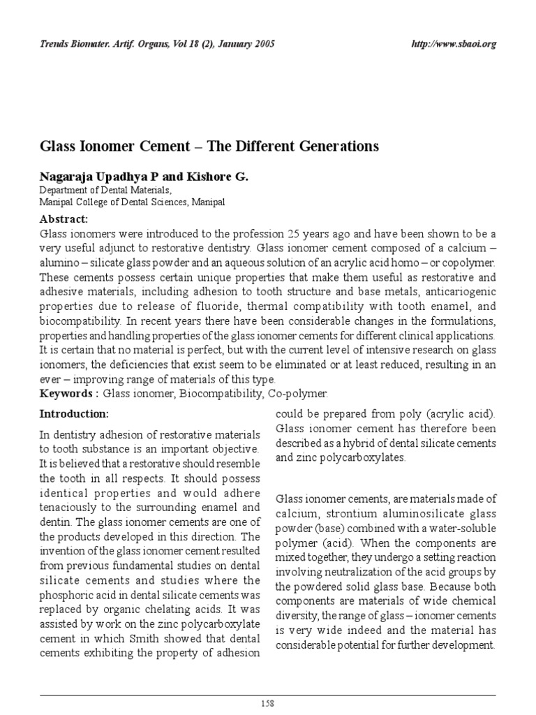 Glass Ionomer PDF Download Free PDF Dental Composite Glasses