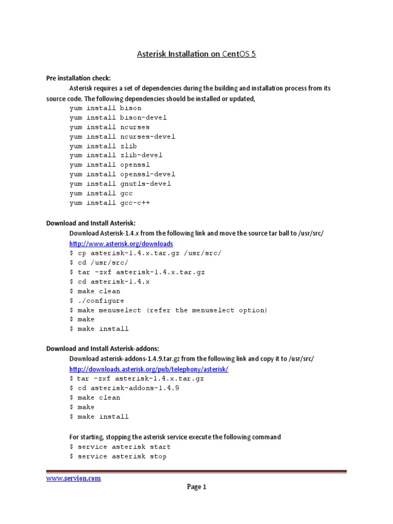 Asterisk Installation Guide for CentOS 5 | PDF | Command Line Interface ...
