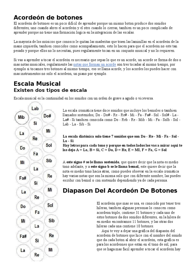 Acordeon de Botones | PDF | Acordeón | Escala (música)