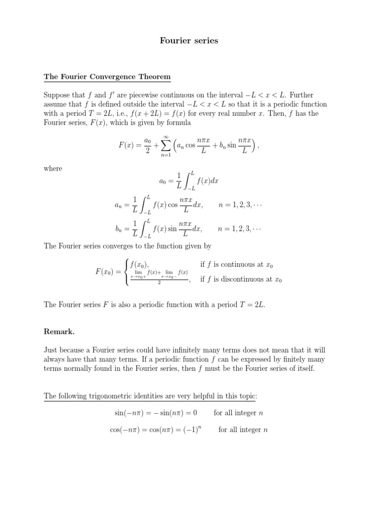 Fourier Series Convergence Explained | PDF