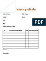 Solicitud de Repuestos y Materiales