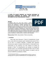 Gregório, o Papel Do Banco Mundial Na Contra Reforma Da Educação Superior No Brasil: Uma Análise Dos Documentos Que Precederam o Reuni PDF
