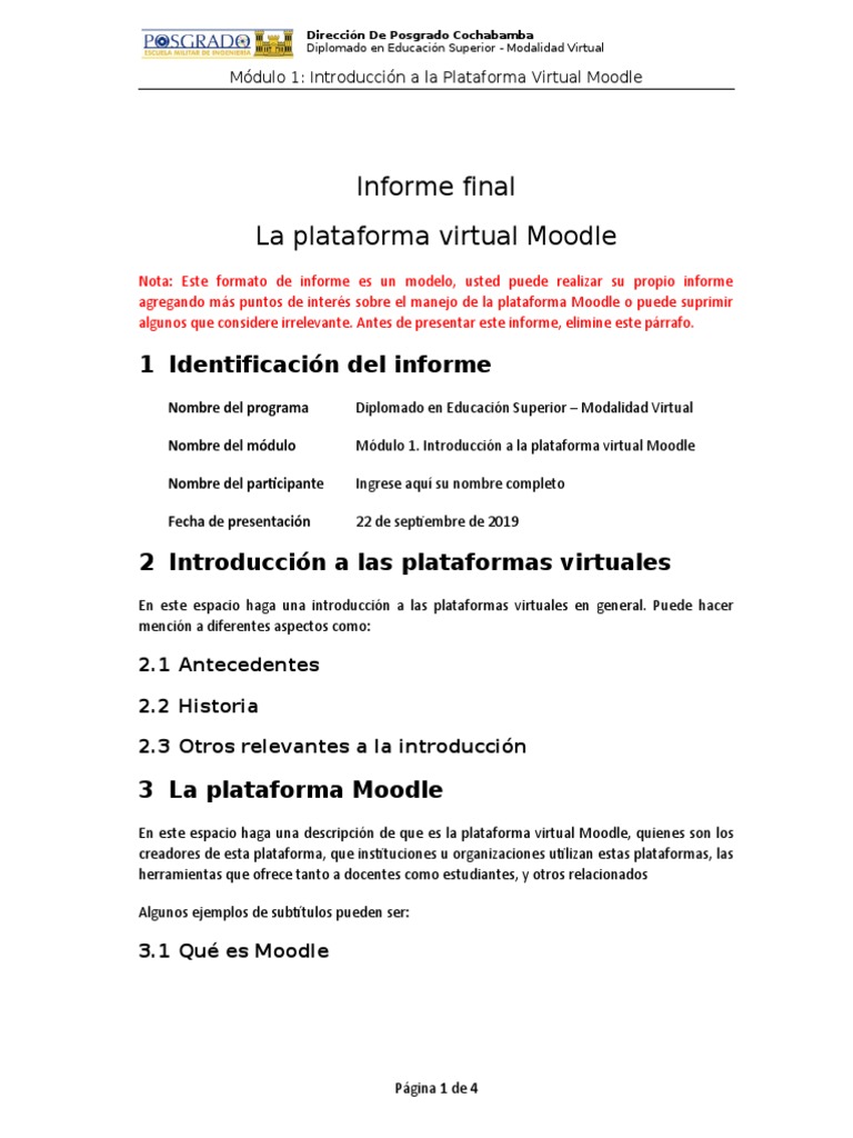 Formato Informe Final | PDF | Moodle | Aprendizaje