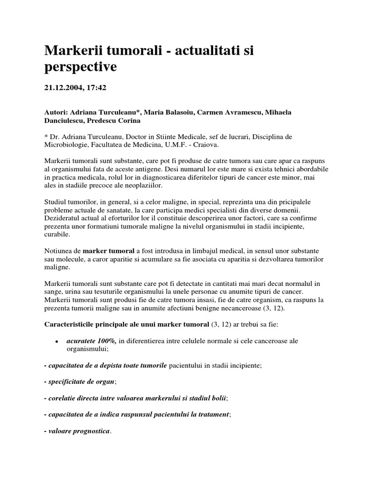 Markeri Tumorali PDF | PDF