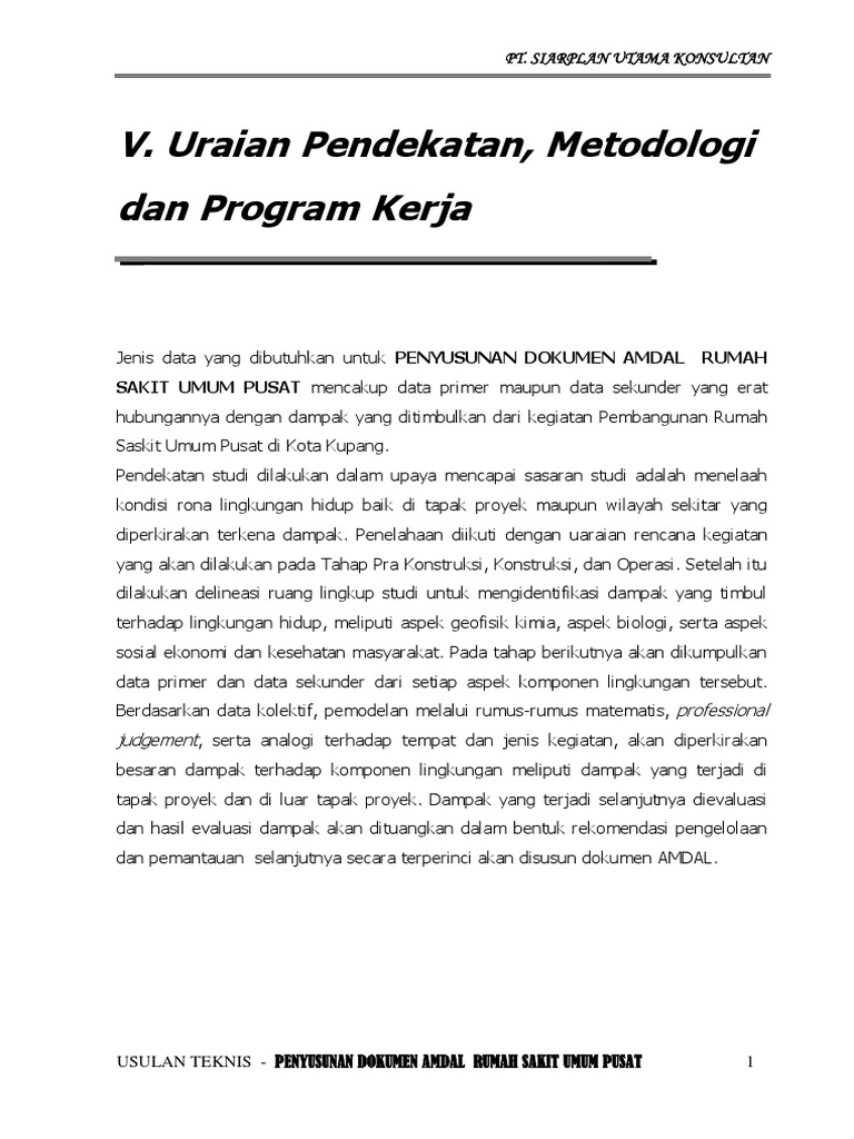 Bab 5 Uraian Pendekatan Metodologi Amdal Pdf
