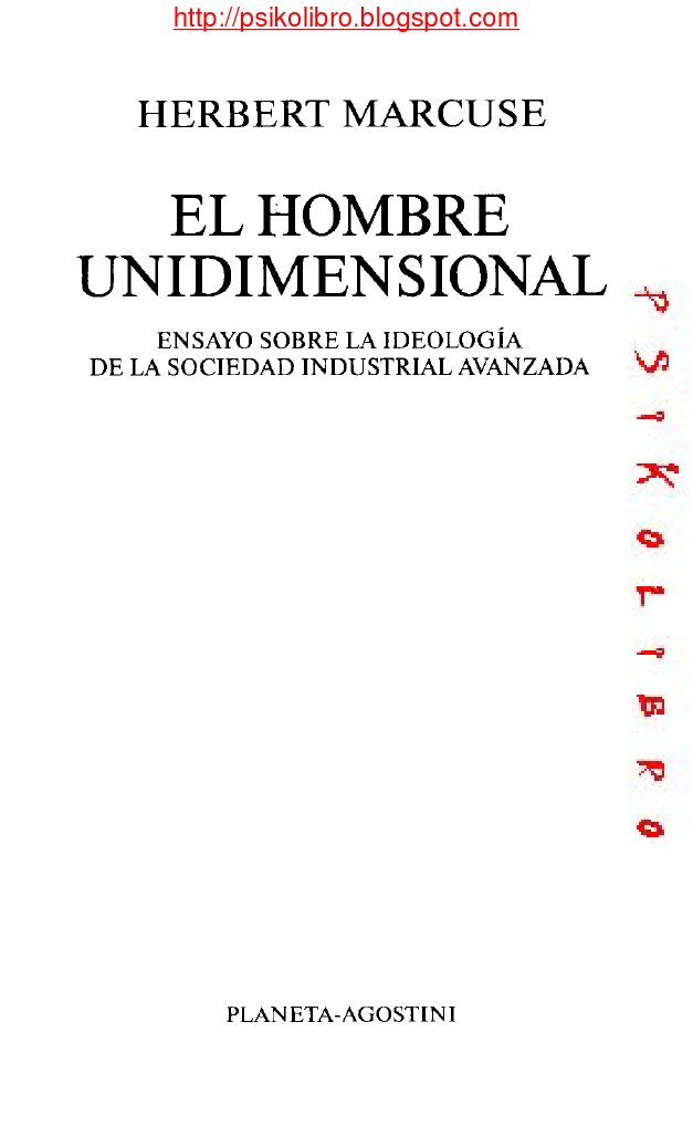 Herbert Marcuse El Hombre Unidimensional PDF