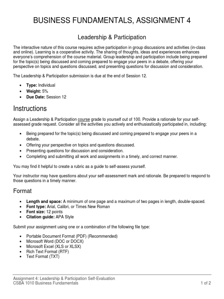 Csba 1010 Assignment 04 Pdf Microsoft Excel Learning