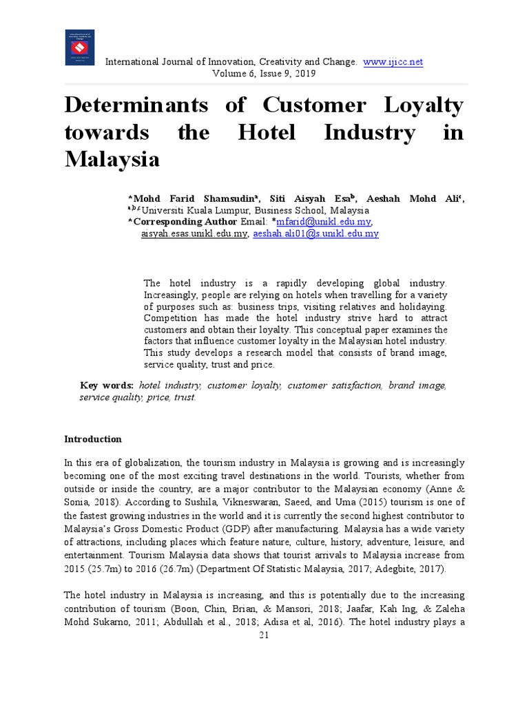 customer loyalty in hotel industry pdf