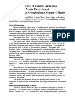 University of Central Arkansas Music Department Guidelines For Completing A Master's Thesis
